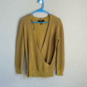 Forever 21‎ size small cross front knitted sweater mustard